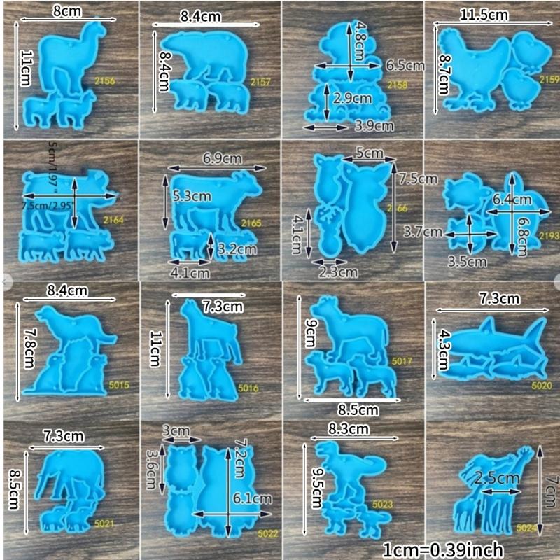 Handmade Necklace Earrings UV Resin Mold Animal Families Pendants Silicone Molds Animal Family Keychain Casting Mold