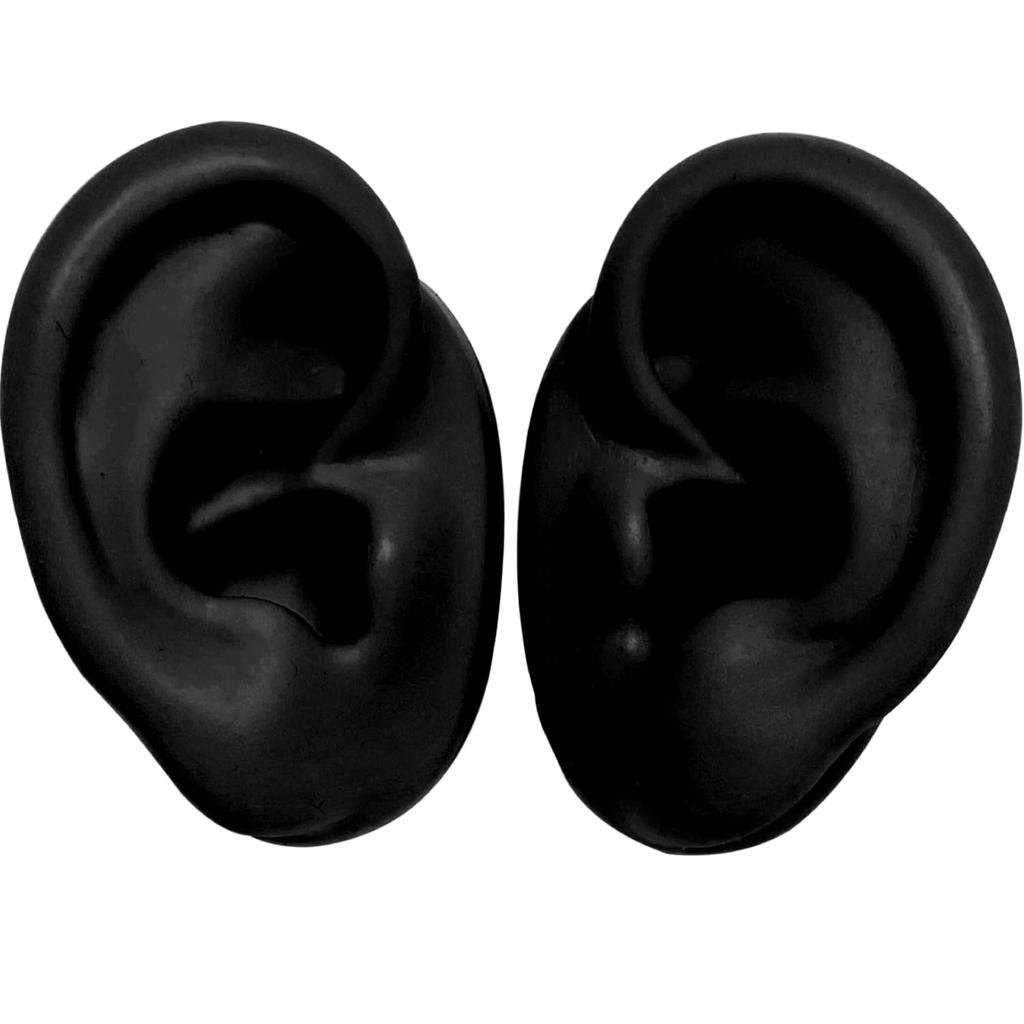 Silicone Ear Model Set and for and Practice (Left Right) Stitching, Art, (Black)