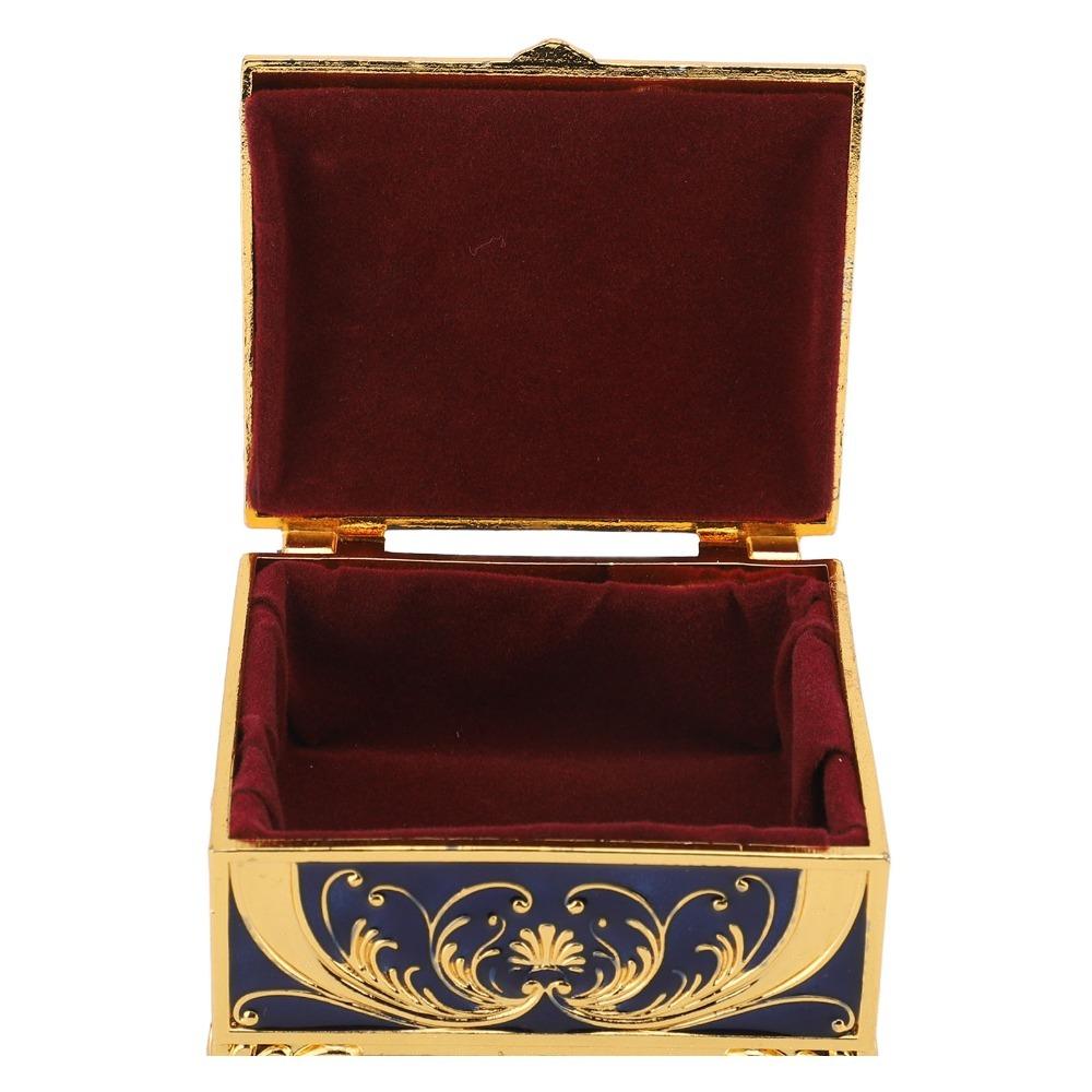 Zinc Alloy Metal Jewelry Box Sparkling Rhinestones Treasure Chest Box  Dressing Table