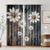 2pcs, Curtains Digital Printed 2D Print Daisies And Butterflies Machine Washable Polyester (without Rod) Art Deco Festive Use