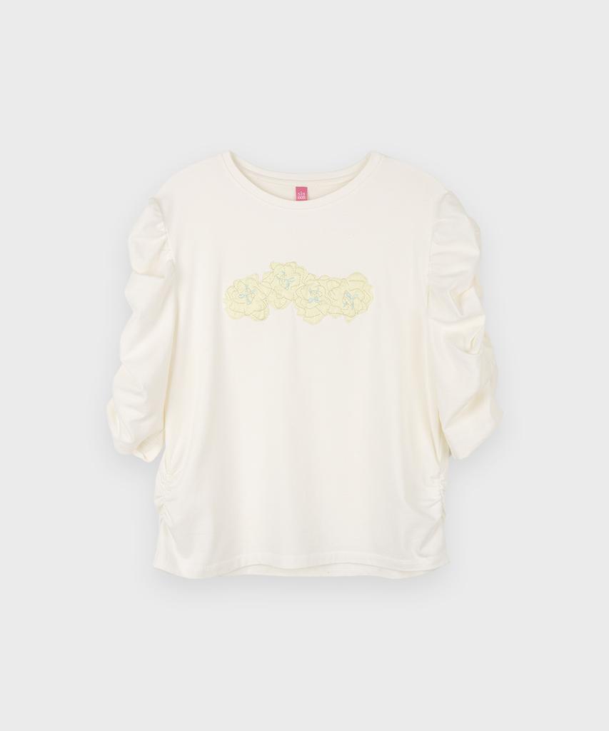 SINOON Soft Shirring T-Shirt (Cream)
