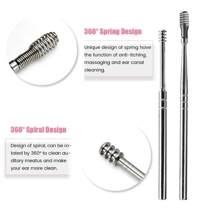 Wholesale 6Pcs Effective  Earwax Cleaning Tool with Spiral Earpick and Ear Curette   Ear Care Tool for Daily Use  ear pick1 set