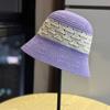 2026New Niche Minimalist Hand-woven Straw Hat with Contrasting Colors, Bucket-style Straw Fisherman Hat That Covers the Face and Makes the Face