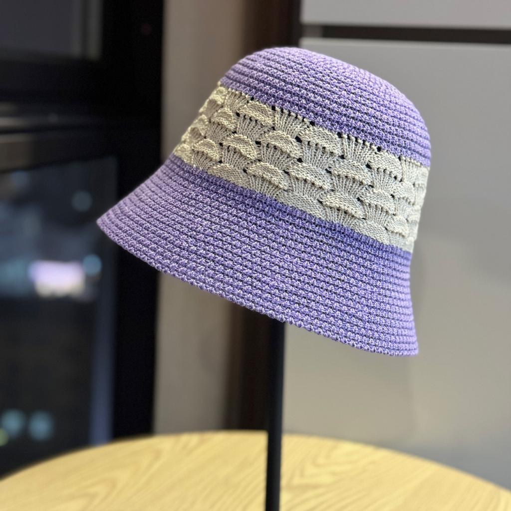 2026New Niche Minimalist Hand-woven Straw Hat with Contrasting Colors, Bucket-style Straw Fisherman Hat That Covers the Face and Makes the Face