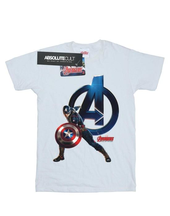 Marvel T-shirt da fidanzato in cotone posa Capitan America da donna/donna