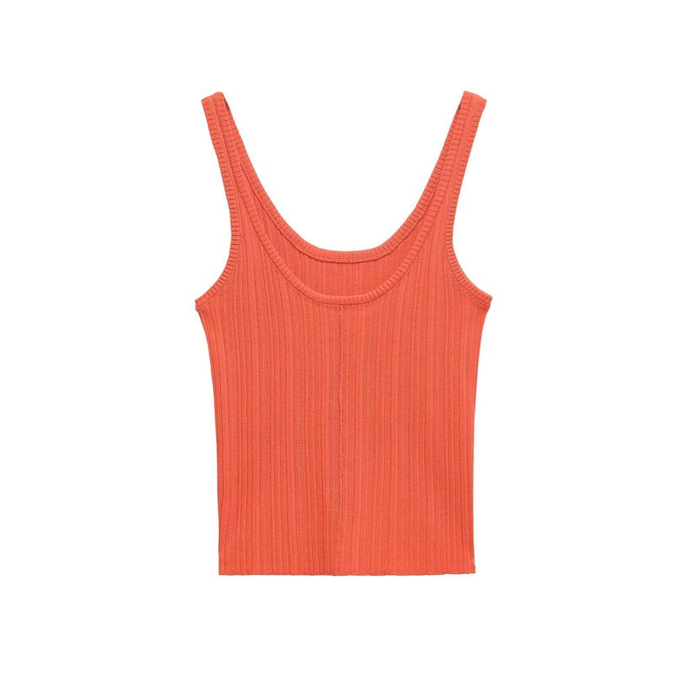 

2025 Spring Women s Slim Fit Ribbed Knit Camisole - Solid Color L оранжевый
