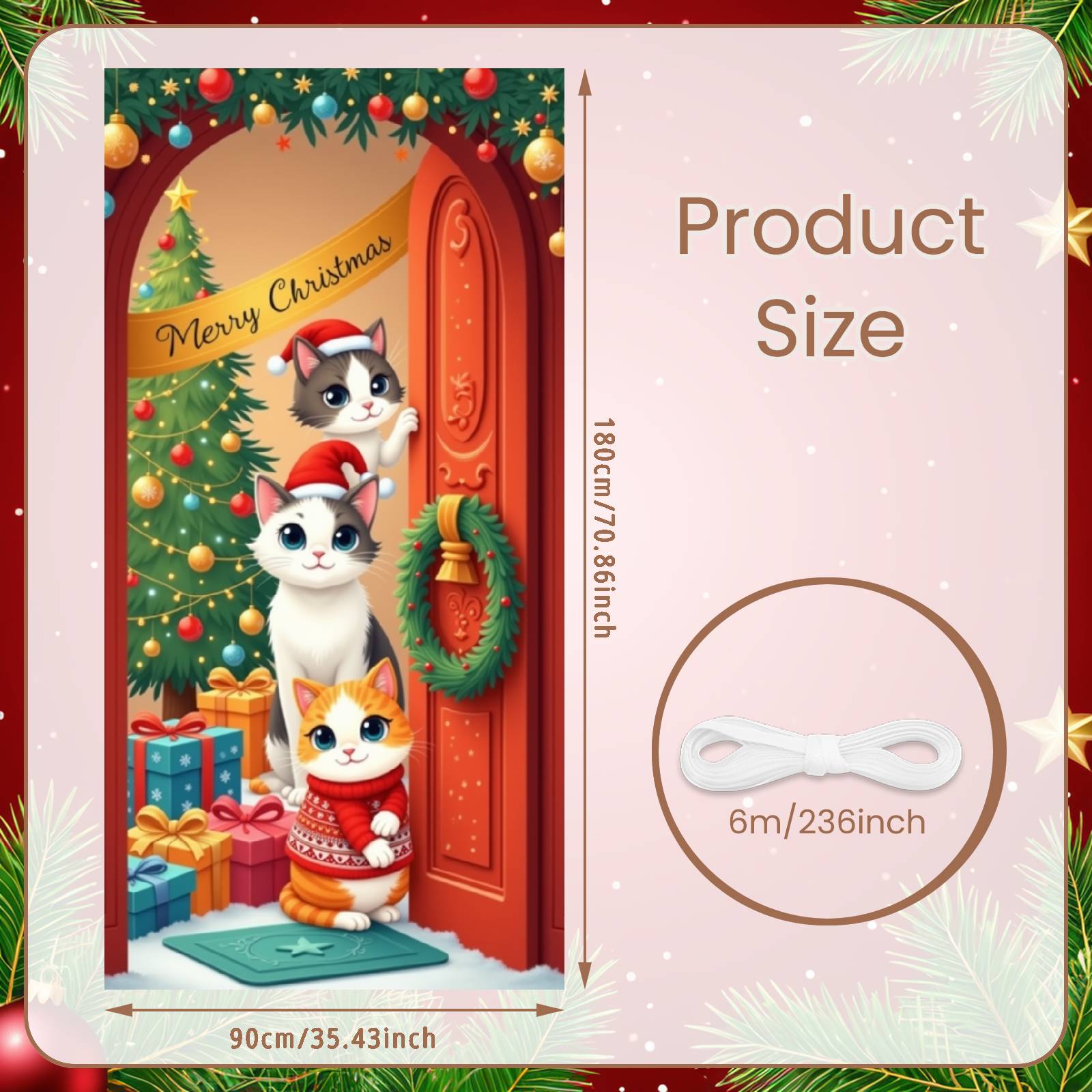 

Merry Christmas Banner Theme Holiday Decor Backdrop Xmas Backdrop Bell Accent Christmas Display For Door Hanging Home Indoor