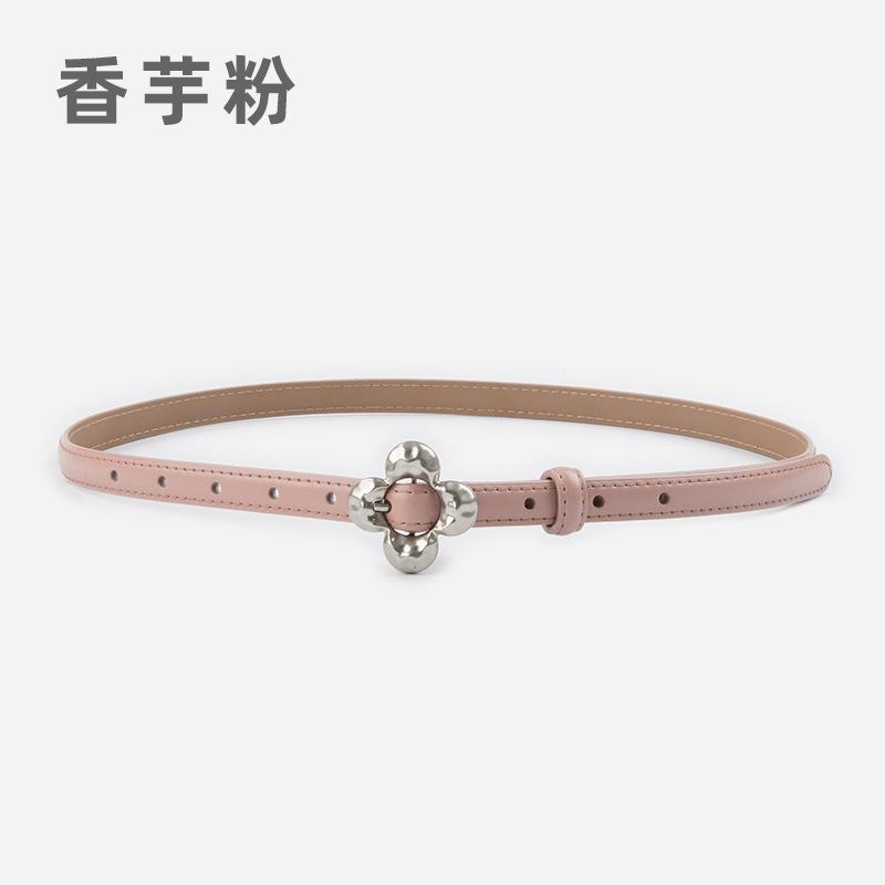 Flower Pin Buckle Leather Women'S Thin Belt Cowhide Women'S Jeans Casual Pants Women'S Belt