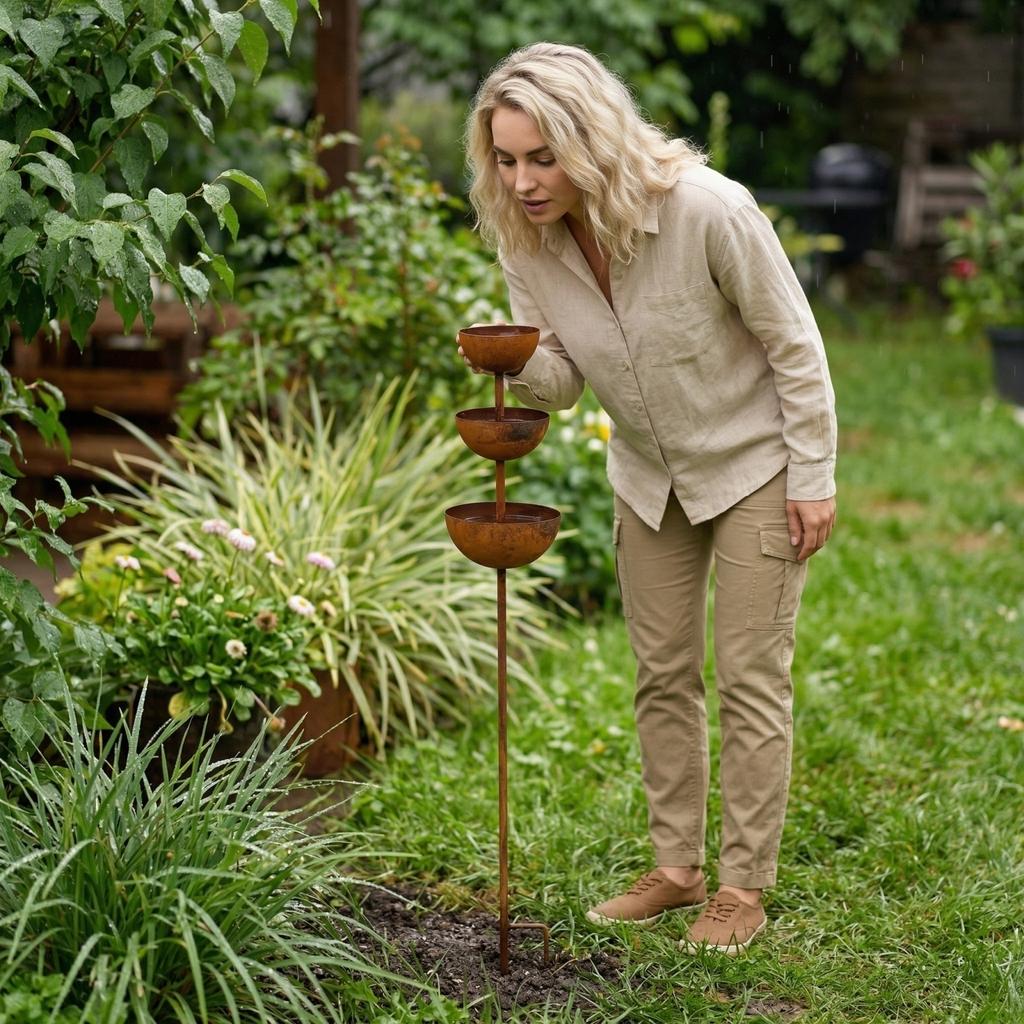 Metal Bird Bath For Outside, 3-Tier Water Bowl With Copper Finish, 26.77 Inch Tall Garden Stake, -Resistant Outdoor Yard Decor