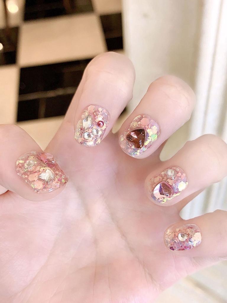 Handmade Sparkling Diamond Love Heart Nail Stickers Wholesale For Women Anne's Short Square