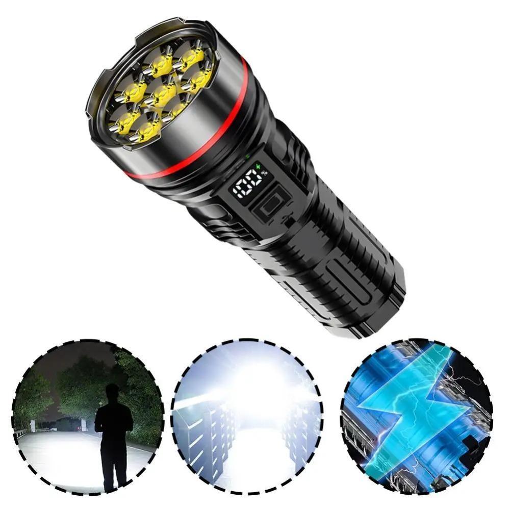 Strong Light LED Flashlight Built-in Battery USB Rechargeable Portable LED Light Waterproof ABS Camping Torch Outdoor Lantern