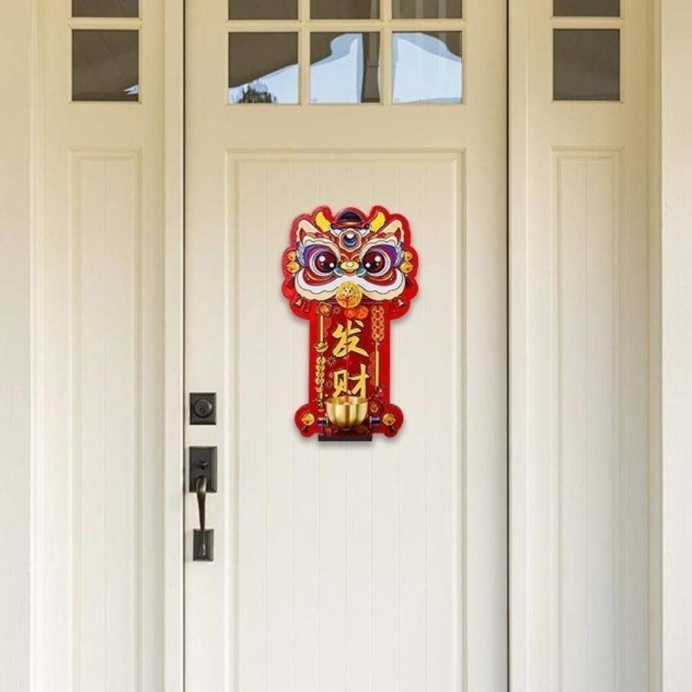 Creative Cartoon Lion Doorbell Magnetic Suction Dopamine Entrance Door Bells Good Luck Detachable Chinese New Year Ornament