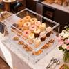 Bakery Display Case, 2-Tier Commercial Countertop Pastry Display Case, Clear Acrylic Bread Box for Kitchen, Party Cake Cabinet with Magnetic Rear Door