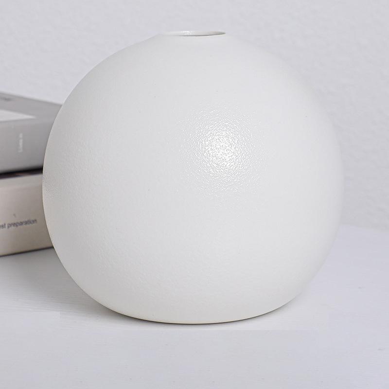 INS Nordic Ceramic Vase Black White Round Ball Flower Arranger Table Top Hydroponic Container Living Room Office Bookcase Decor
