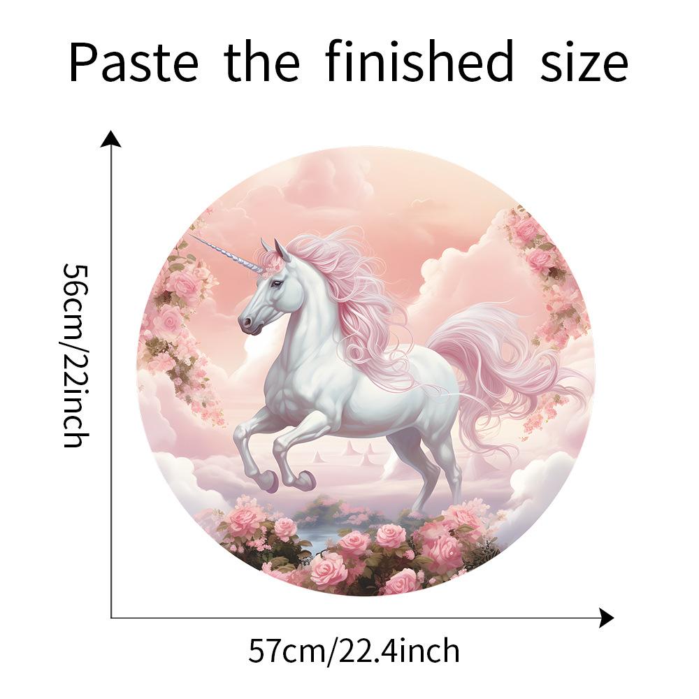 Watercolor Cartoon White Horse Flower Leaf Wall Sticker for Bedroom Living Room Entrance Background Decoration Self-Adhesive