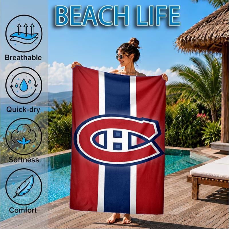 Asciugamano da Spiaggia Squadra di Hockey Canadiens, Microfibra Super Morbida, Regalo Perfetto per Lei/Lui, Compleanno, per Piscina, Spiaggia, Viaggio, Decorazione Festa in Spiaggia