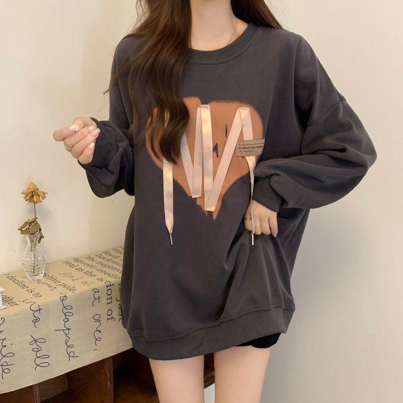 Pulover cu gât rotund pentru femei, stil de toamnă, design cu simț, pentru un grup restrâns, larg, cu mâneci lungi