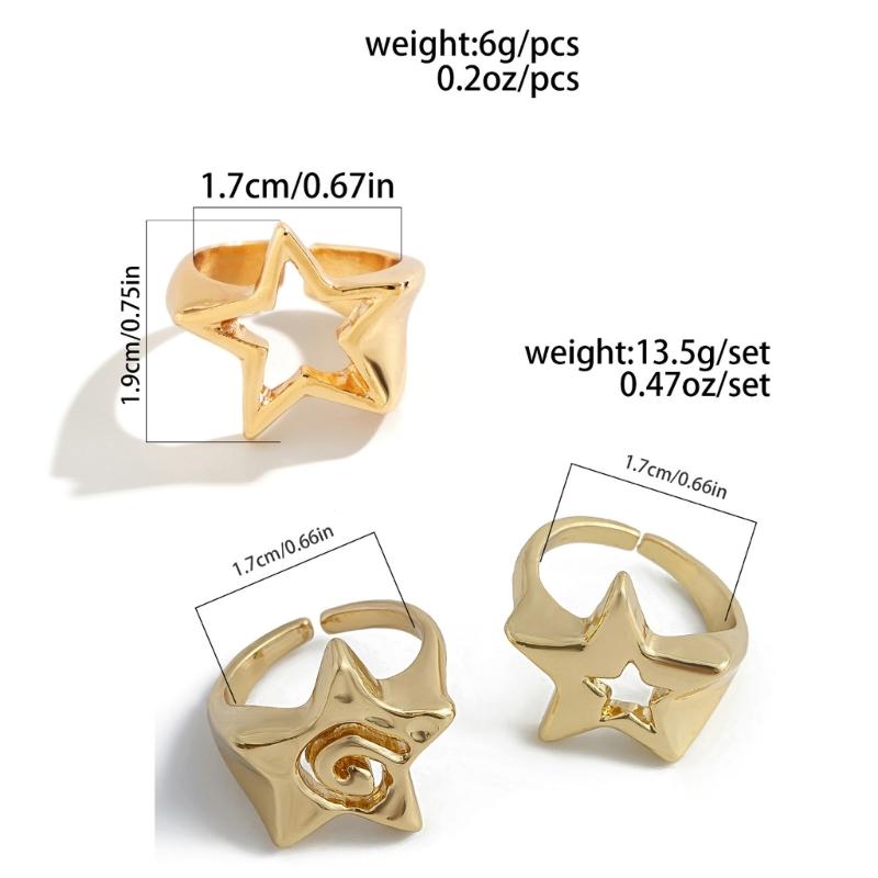Fashionable Alloy Star Rings Contemporary Star Shape Rings Fashionable Finger Rings for Fashion Enthusiasts