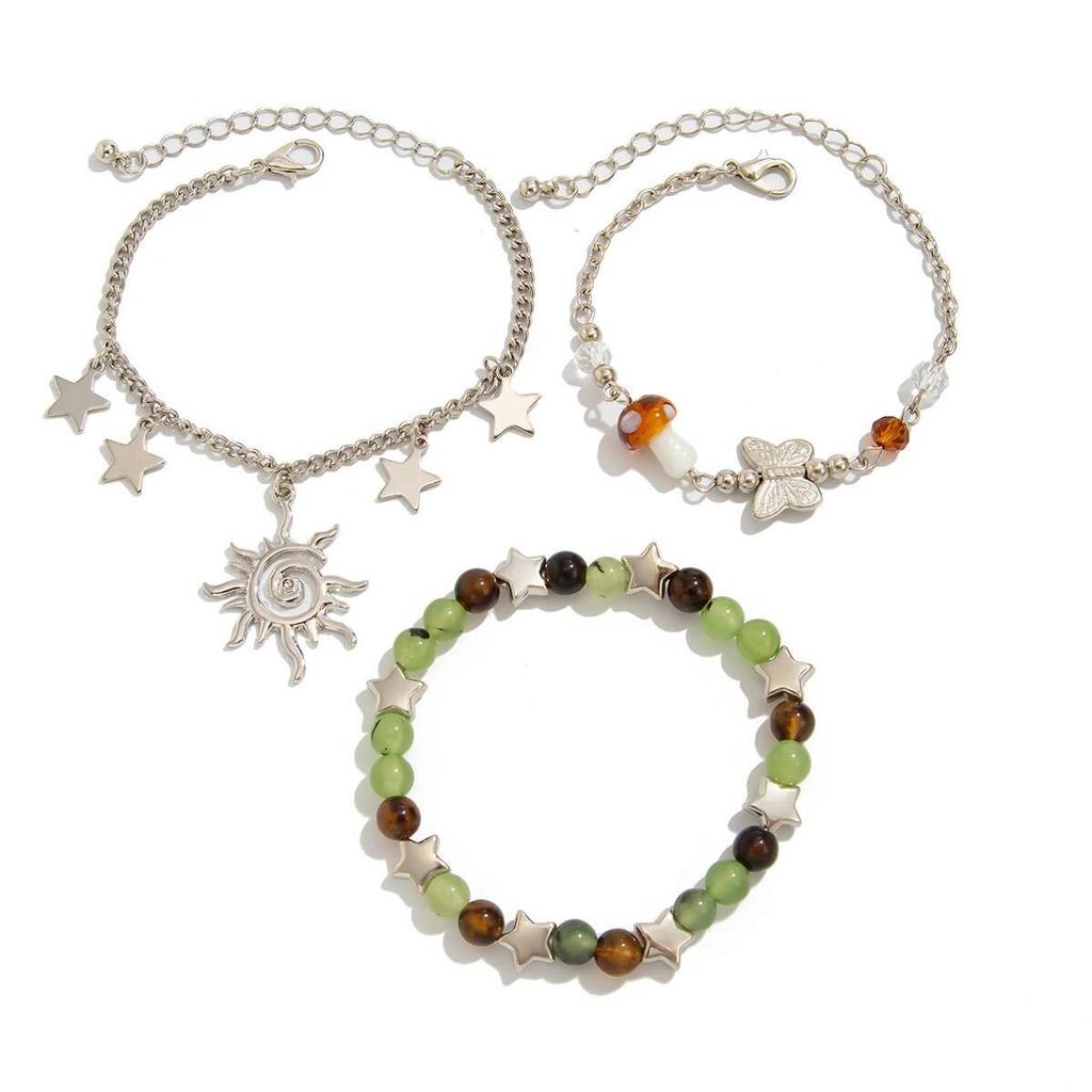Salircon 2 Styles Exquisite Boho Beaded Bracelet Women Vintage Multilayer Ethnic Style Sun Butterfly Star Pendant Bangle Jewelry