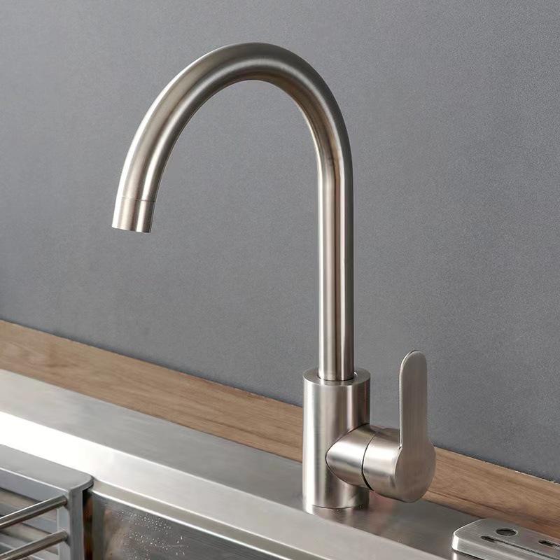 Stainless Steel Telescopic Rotatable Pull-Out Kitchen Faucet with Dual Water Outlets