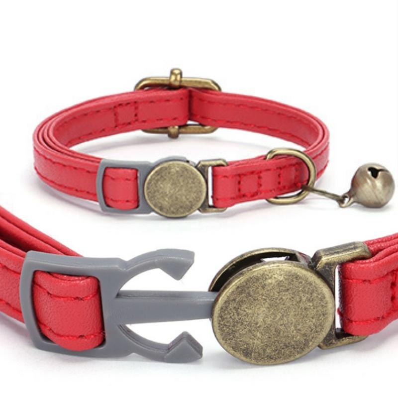 Cat Collar PU Leather Cats Collars Necklace Safety Breakaway Pet Kitten Puppy Collars Anti-lost for Cat Adjustable Quick-Release