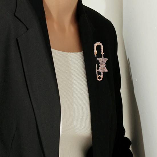 Safety Pin Brooch for Women Rhinestone Decorative Shawl Sweater Clip Alloy Safety Pins for Dress Shirt Cardigan