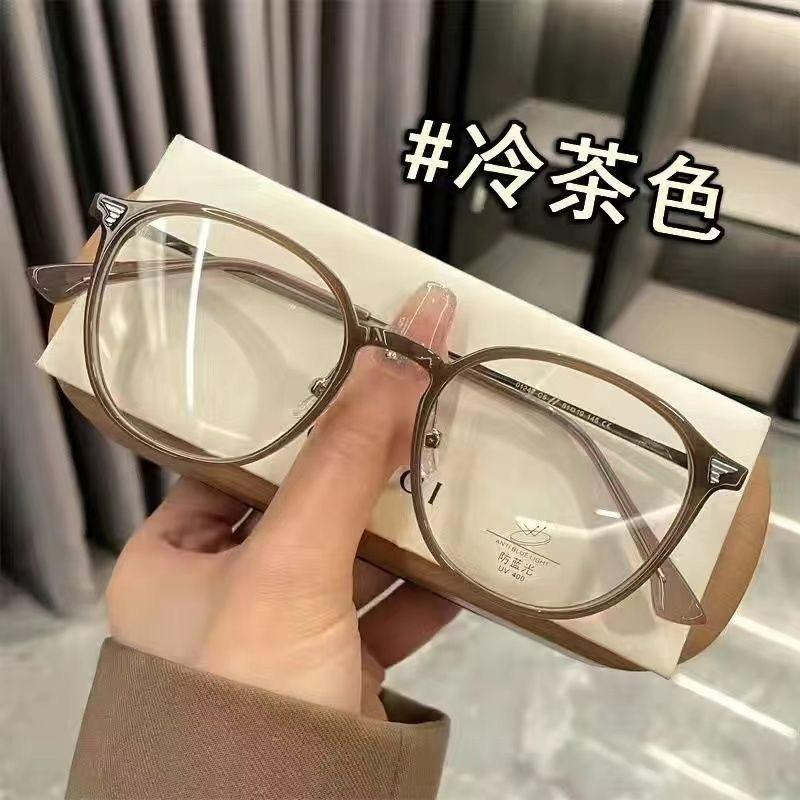 With Coconut Gray Myopia Glasses Retro Schoolgirl Looking Thin Cold Tea Round Frame Plain Glasses 01247