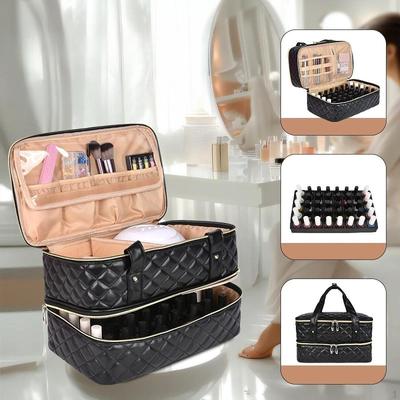 Nagellack-Organizer-Tasche Doppelschicht Fassungsvermögen für 40 Flaschen Tragbar für