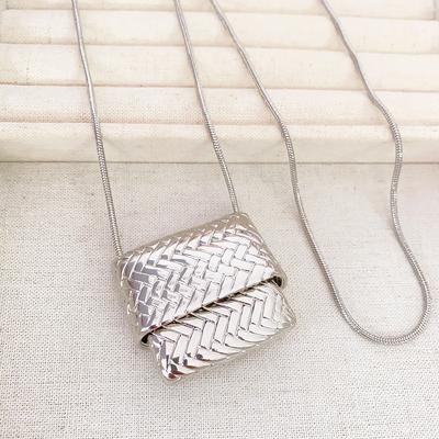 Meier Mini Bag Necklace, Vintage Woven Niche Layered Pendant Long Style