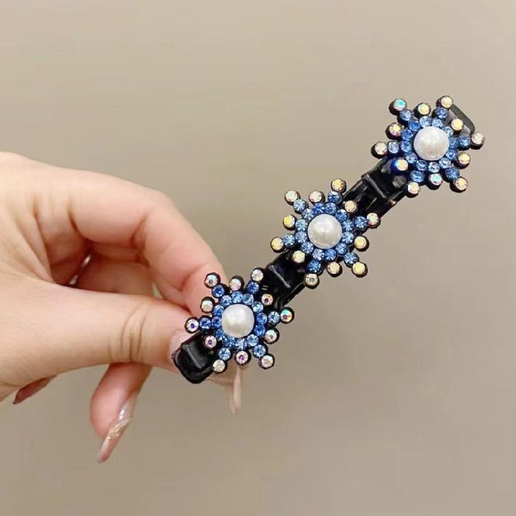 5x Sparkling Crystal Stone Braided Hair Clips Tooth-Shaped Non-Slip Bang Hairpin