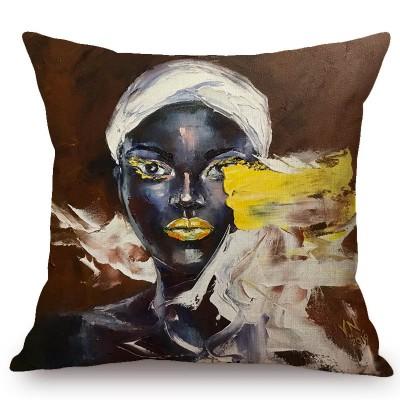 Elegant Aestheticism Black African Girl Woman Abstract Oil Painting Home Decoration Art Sofa Pillow Case Linen Car Cushion Cover