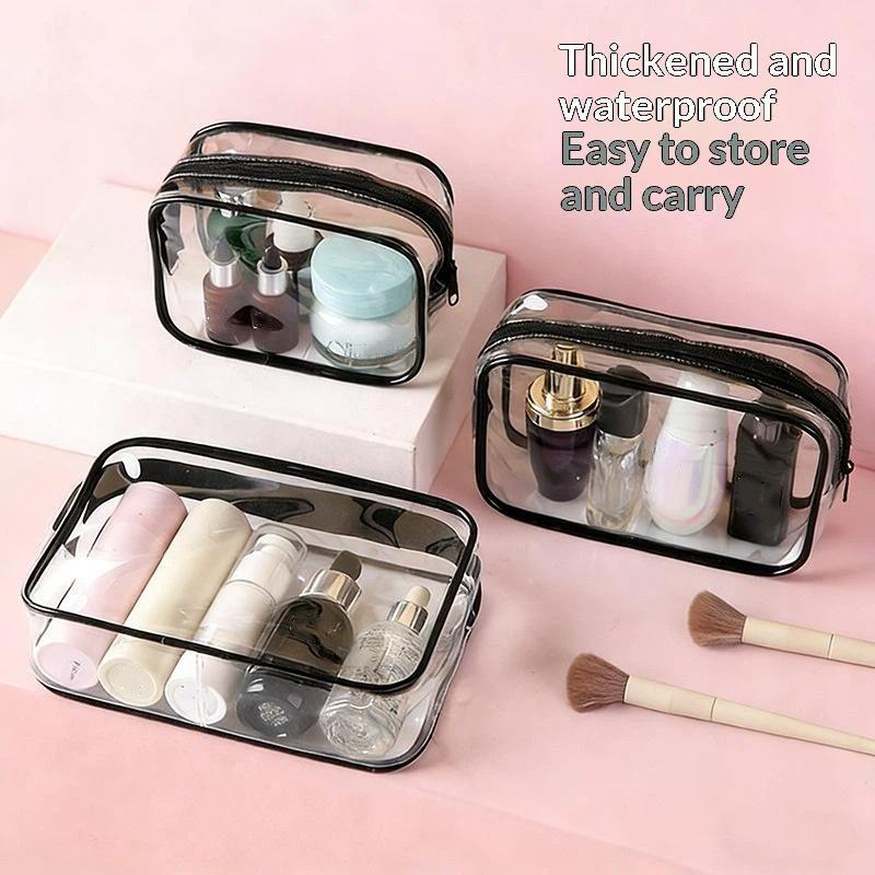 1/3Pcs Portable Travel Wash Bag Female Transparent Waterproof Makeup Storage Pouch Large Capacity Cosmetic Organizer Case