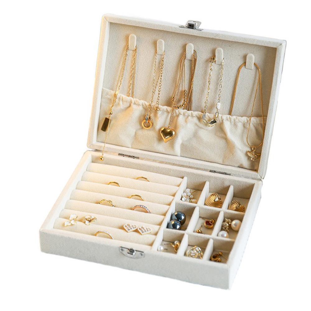 Dustproof Jewelry Storage Box Flip Lid Divided Necklace Tray  Classification