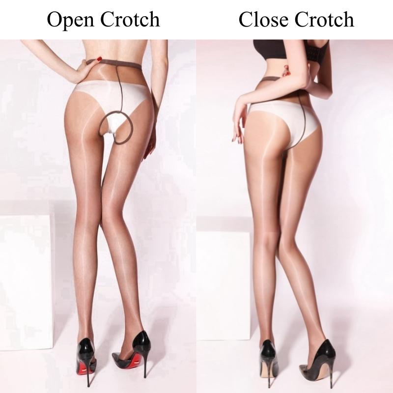 1D Ultrathin Breathable Underwear Oil Shiny Transparent Party Sotckings Women Sexy One Line Crotch Pantyhose Pole Dance Clubwear