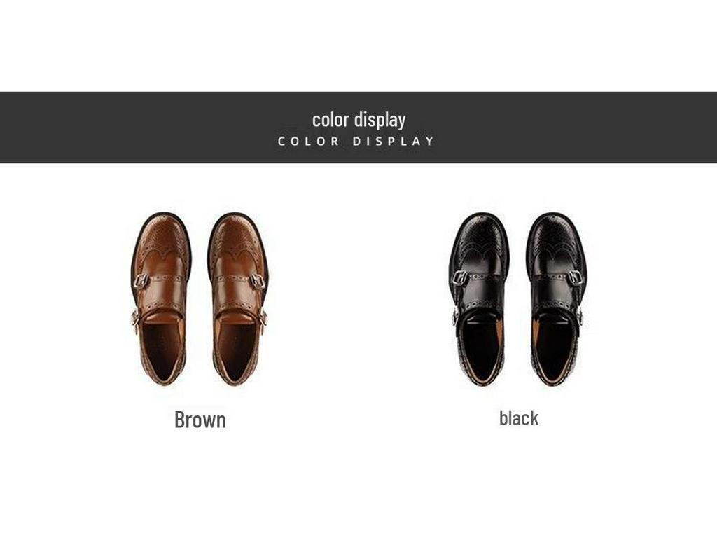 Women's Retro British-Style Genuine Leather Brogue Loafers with Round Toe and Chunky Heel for Autumn/Winter