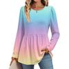 Women's Casual Fashion Long Sleeve Shirt Gradient Tunic Top