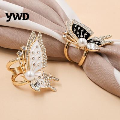 Butterfly Scarf Ring Rhinestone Ring, Elegant Slide Sparkling Decorative Holder for Women Silk Scarves Shawls Shirts Neckerchiefs Non-slip