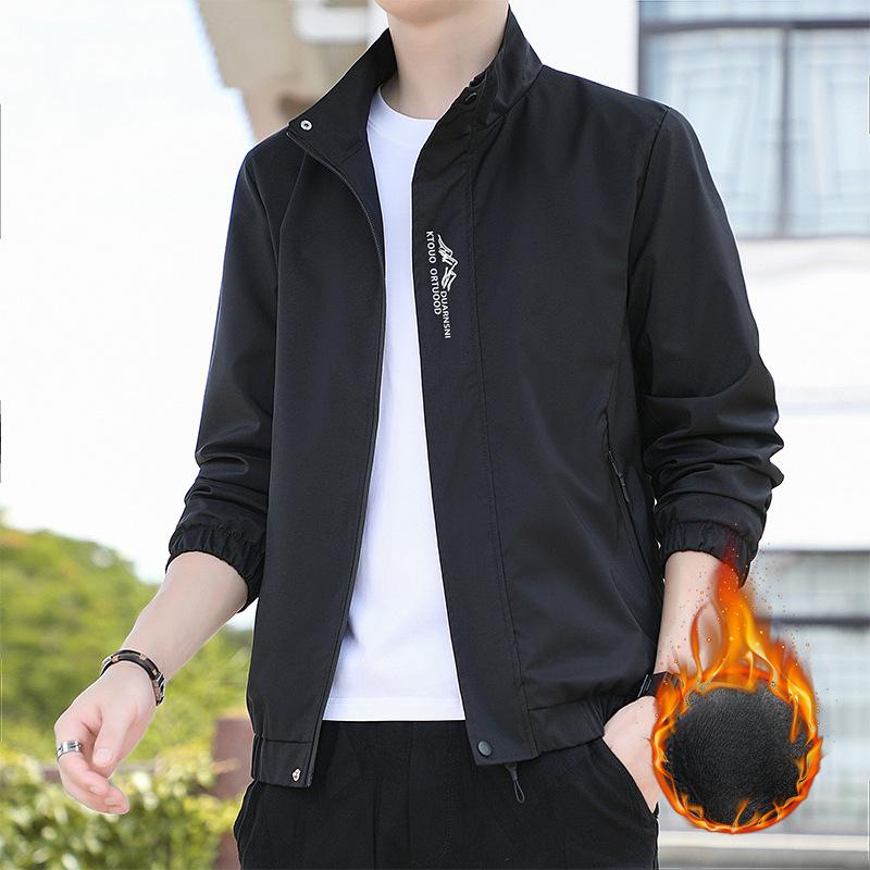 

Мужская флисовая утолщенная куртка с воротником-стойкой, мужская осенне-зимняя свободная куртка для активного отдыха, термокуртка для мужчин M чёрный