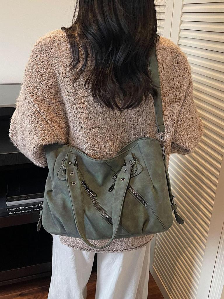 Americká Retro Velkokapacitní Taška Tote - 2025 Matná Jednoramenná Dojížděcí Crossbody Kabelka