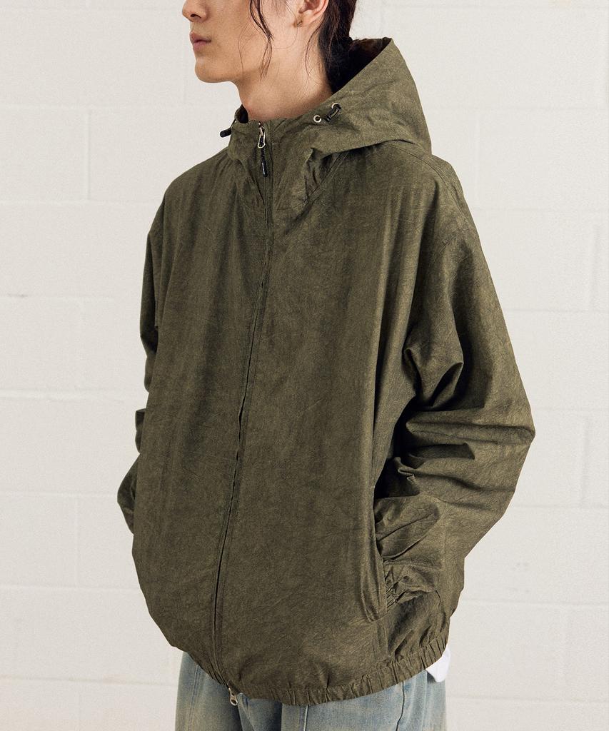 Filluminate Crease Washed Windbreaker - Khaki