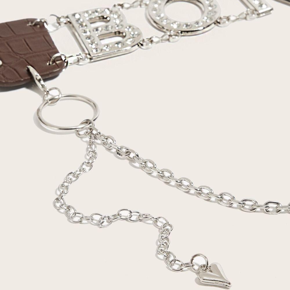 Y2K Rhinestone Belts PU Leather Waistband Simple Butterfly Waist Chain  Skirt Accessories