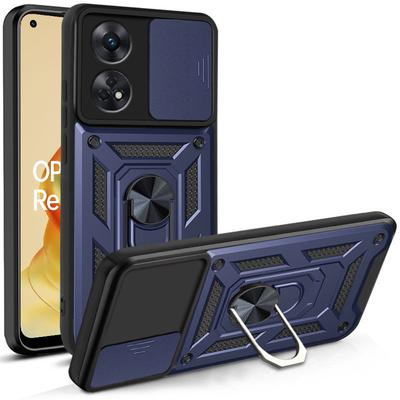 Set of Armored Case for Oppo Reno8 T, Nox Camera Slide, Blue + Glass