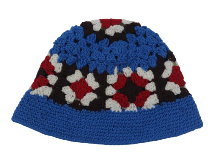 Kimtex Round Brim Beautiful Handmade Crochet Bucket Hat Knit Floral Summer Bucket Hats Sun Protective Hat One size fit all темно-синий