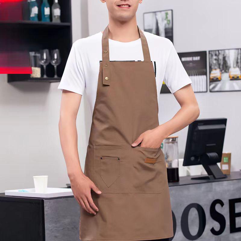 Waterproof Cross-Back Canvas Apron: Oil-Proof, Dirt-Resistant Kitchen & Catering Workwear