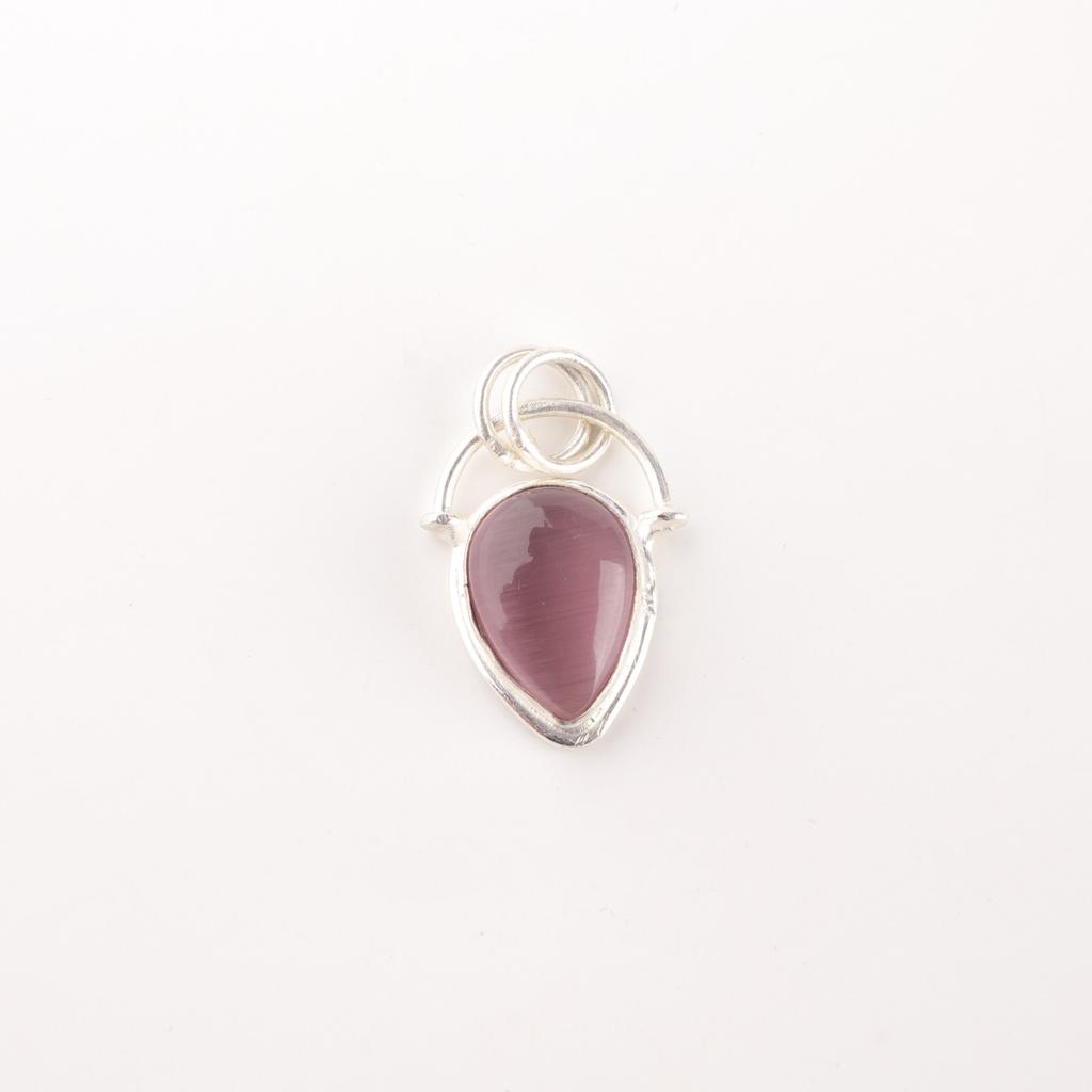 Purple Cat's Eye Gemstone 925 Sterling Silver Jewelry Pendant Anniversary Gift PP-56-41