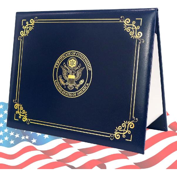 Держатель Сертификата о Гражданстве США GraduatePro 2025 Натурализация Мягкая Обложка из Кожзаменителя с Золотым Большим Гербом Соединенных Штатов для Подарков Faux Leather