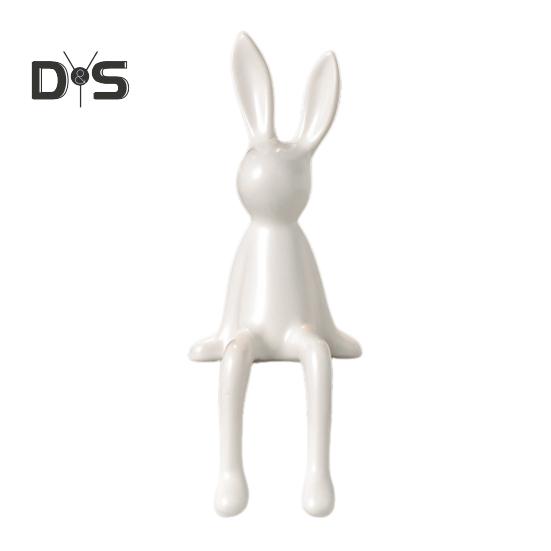 

Керамическая фигурка кролика, сидящая скульптура кролика, минималистская статуэтка кролика для стойки, книжной полки, домашнего бара, офиса, украшения чёрный
