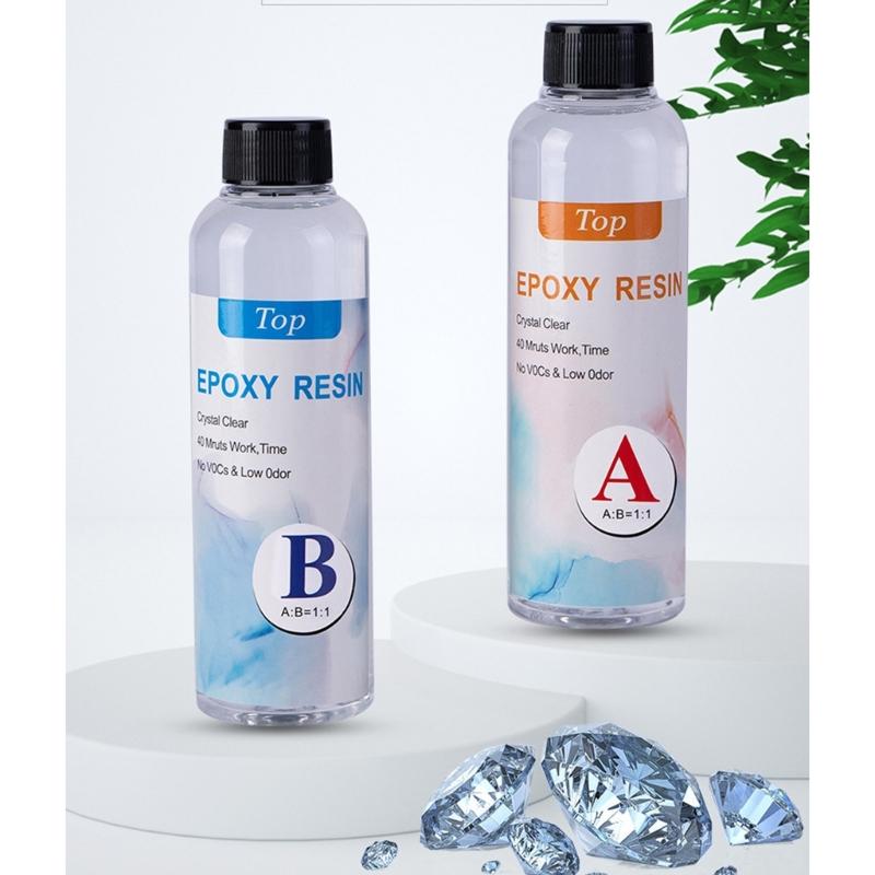 Kit Resina Epossidica Trasparente Cristallo per Arte, Gioielli, Artigianato, Resina Rivestimento e Indurente, Bicchieri Misurino, Bastoncini, Guanti in Gomma