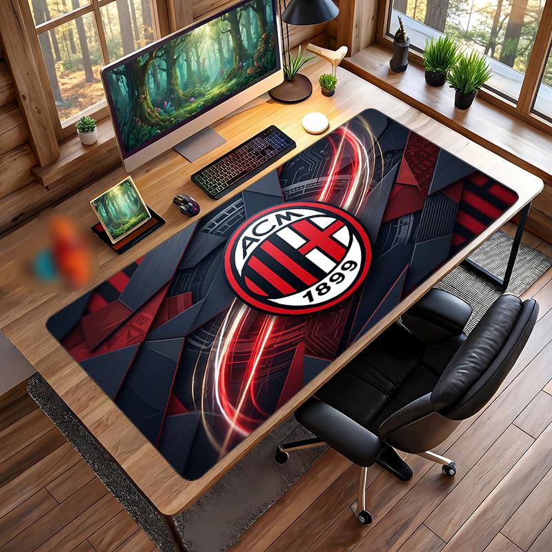 משטח עכבר גדול מודפס AC Milan, משטח שולחן גיימינג מגומי רך מונע החלקה לקישוט משרד, מחשב נייד, מחשב