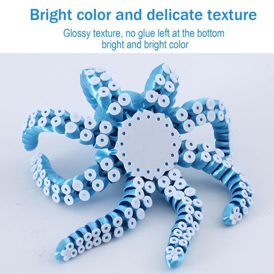 3D Printed Octopus Figurine Movable Joints Big Eyes Octopus Figure Articulated Sea Animal Model Fidget Toy Home Office Desktop Decoration Ornament